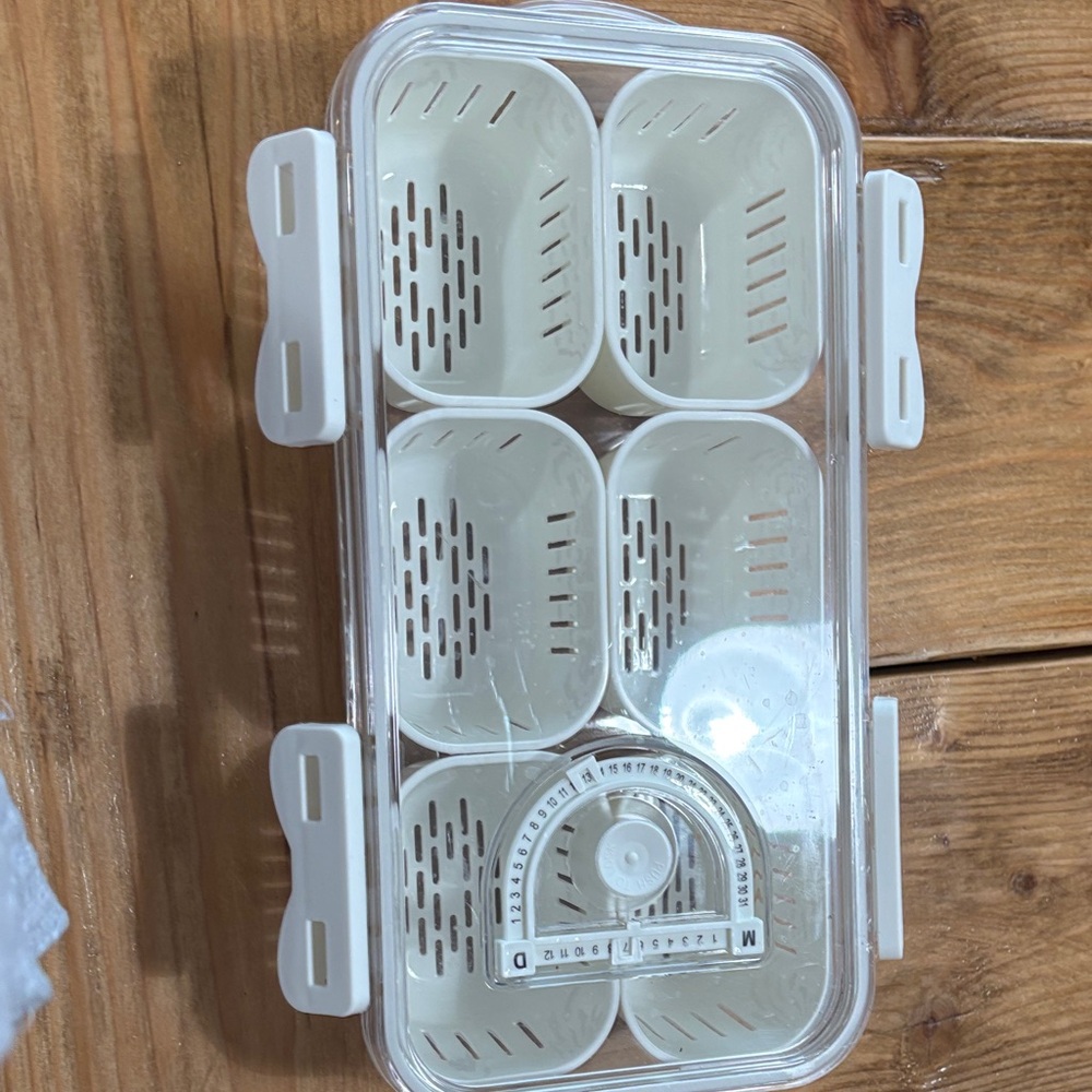 Clear Food Storage Container with White Dividers